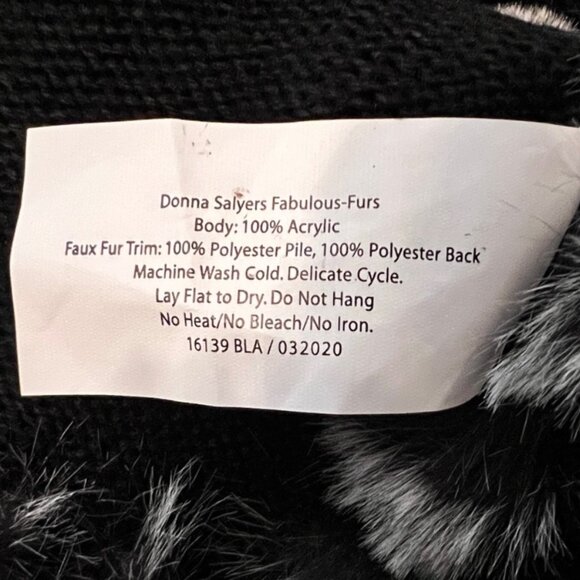 Donna Salyers Fabulous Furs Poncho Woman Black Faux Fur Luxury Lagenlook NWT - Picture 9 of 9